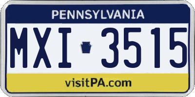 PA license plate MXI3515