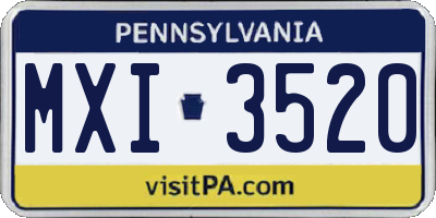 PA license plate MXI3520
