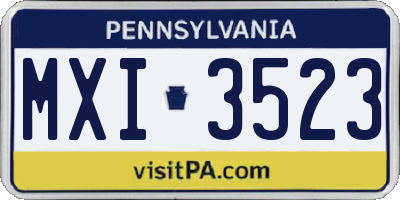 PA license plate MXI3523