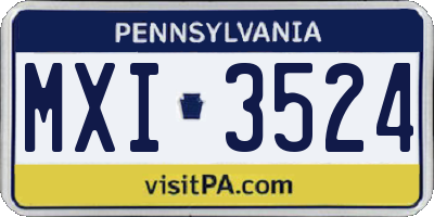 PA license plate MXI3524