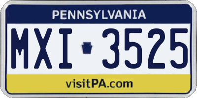 PA license plate MXI3525
