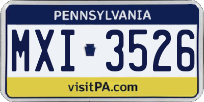 PA license plate MXI3526