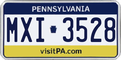 PA license plate MXI3528