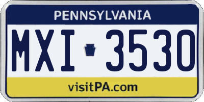 PA license plate MXI3530