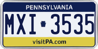 PA license plate MXI3535