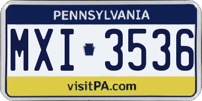 PA license plate MXI3536