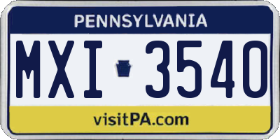PA license plate MXI3540