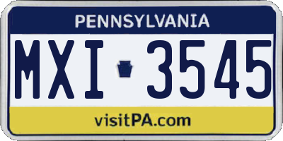 PA license plate MXI3545