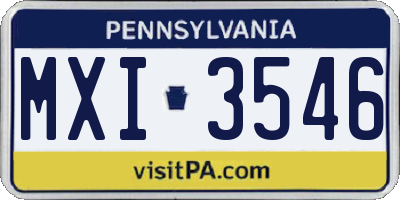 PA license plate MXI3546