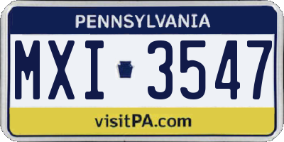 PA license plate MXI3547