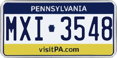 PA license plate MXI3548