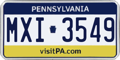 PA license plate MXI3549
