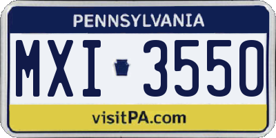 PA license plate MXI3550