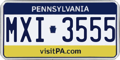 PA license plate MXI3555