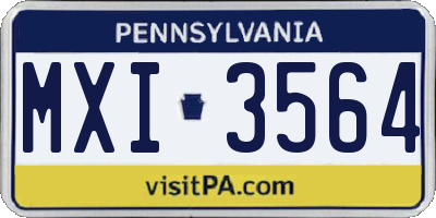 PA license plate MXI3564
