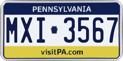 PA license plate MXI3567