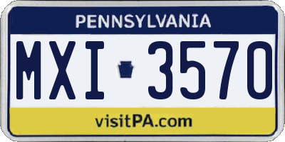 PA license plate MXI3570