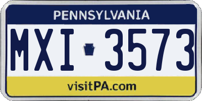 PA license plate MXI3573