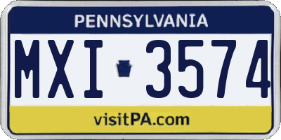 PA license plate MXI3574