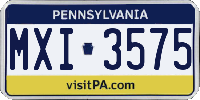 PA license plate MXI3575