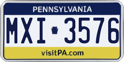 PA license plate MXI3576