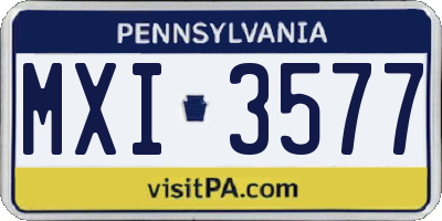 PA license plate MXI3577