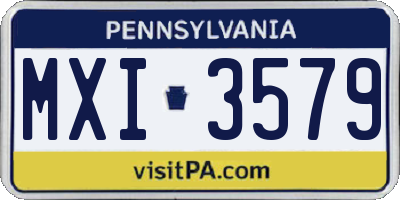 PA license plate MXI3579