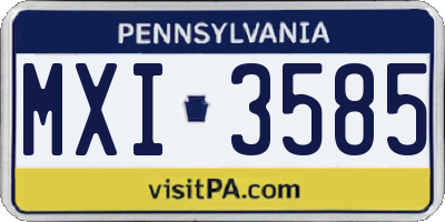 PA license plate MXI3585