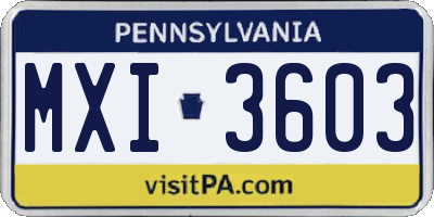 PA license plate MXI3603