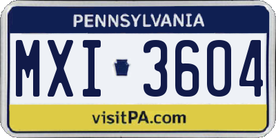 PA license plate MXI3604