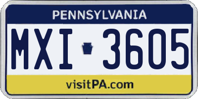 PA license plate MXI3605