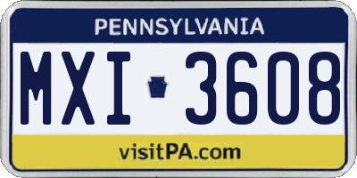 PA license plate MXI3608
