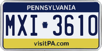PA license plate MXI3610