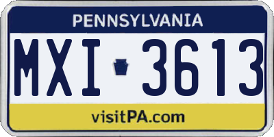 PA license plate MXI3613