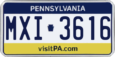 PA license plate MXI3616