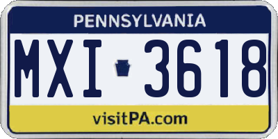 PA license plate MXI3618