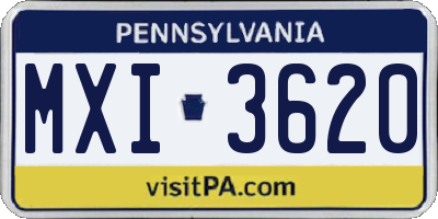 PA license plate MXI3620