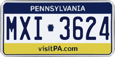 PA license plate MXI3624