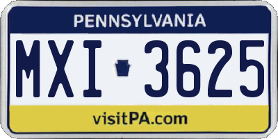 PA license plate MXI3625
