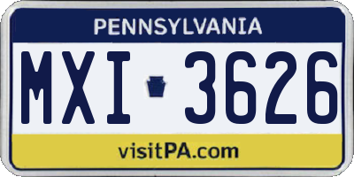 PA license plate MXI3626