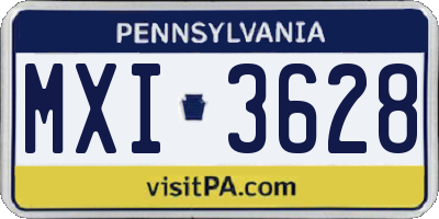 PA license plate MXI3628