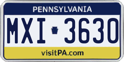 PA license plate MXI3630