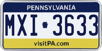 PA license plate MXI3633