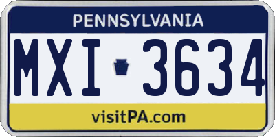 PA license plate MXI3634