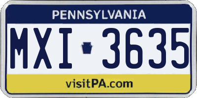 PA license plate MXI3635
