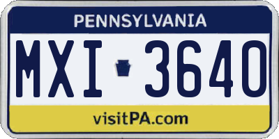 PA license plate MXI3640