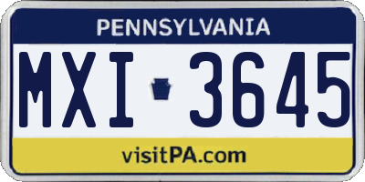 PA license plate MXI3645