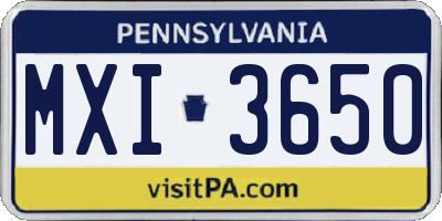 PA license plate MXI3650