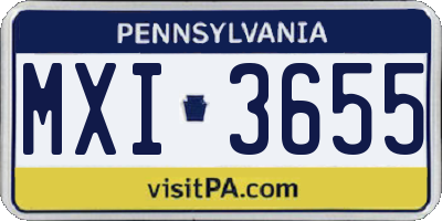 PA license plate MXI3655