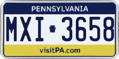 PA license plate MXI3658